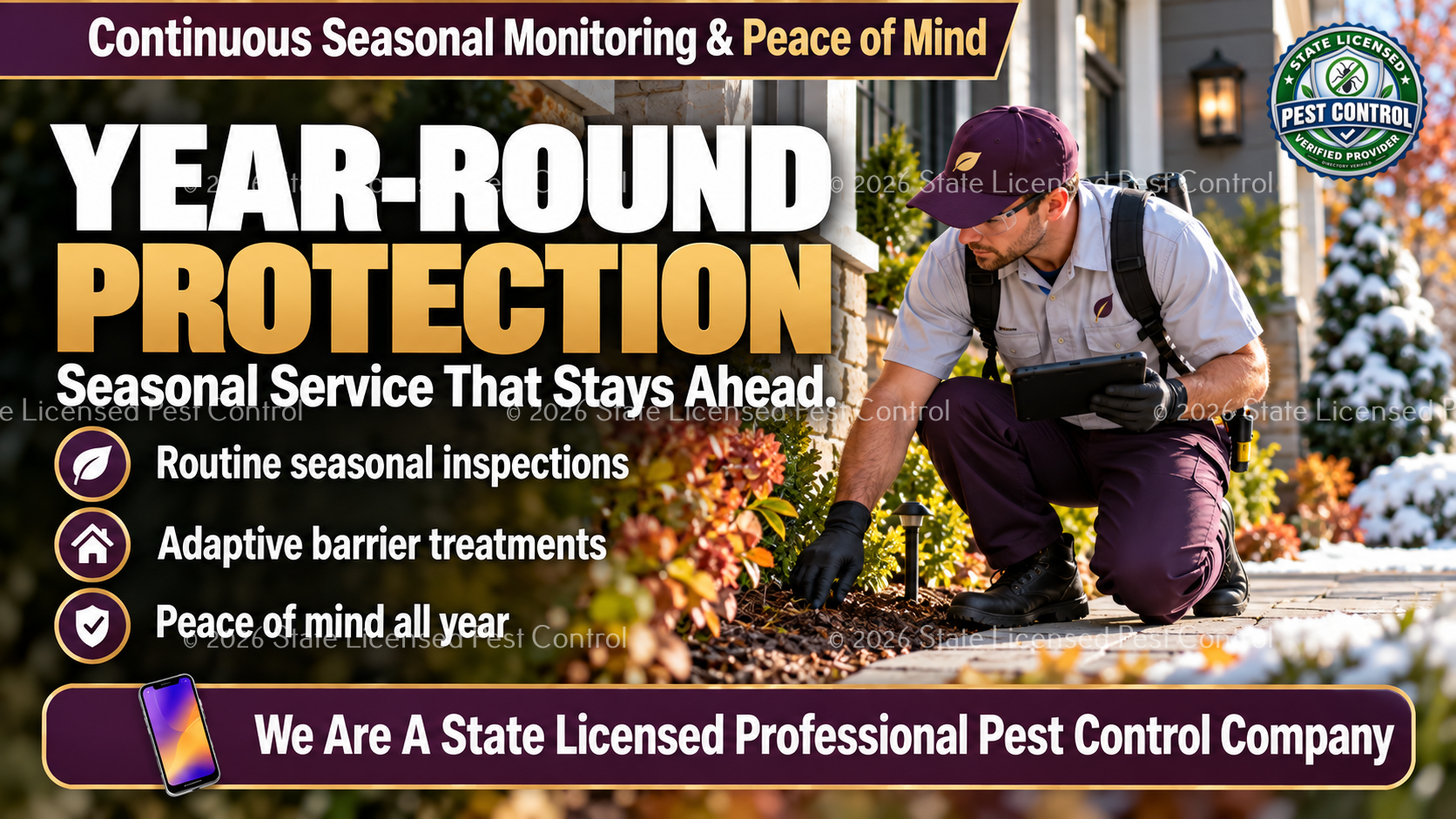 Year-round seasonal pest monitoring and professional pest protection